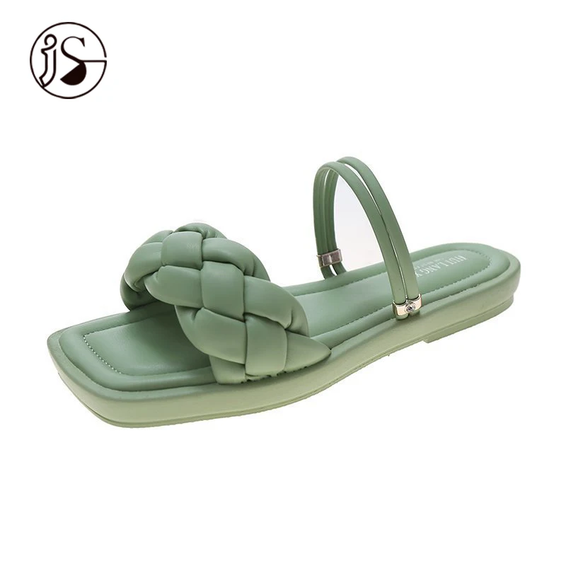 

2021 Fashionable trend colorful women slippers fancy summer slides light hot sales weave soft women sandals, Picture