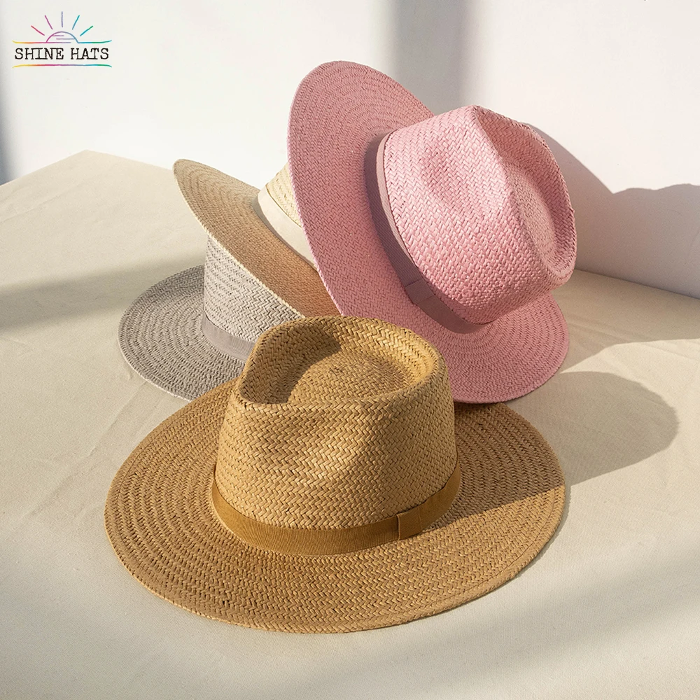 

Shinehats 2023 paper straw hats summer women panama wide brim stiff beach hat ladies custom colorful summer sun sombrero