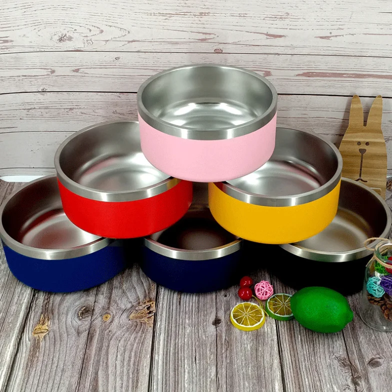 

Wholesale 32oz/64oz Double wall Stainless Steel 304 big dog food bowl powder coated pet feeding bowl with custom