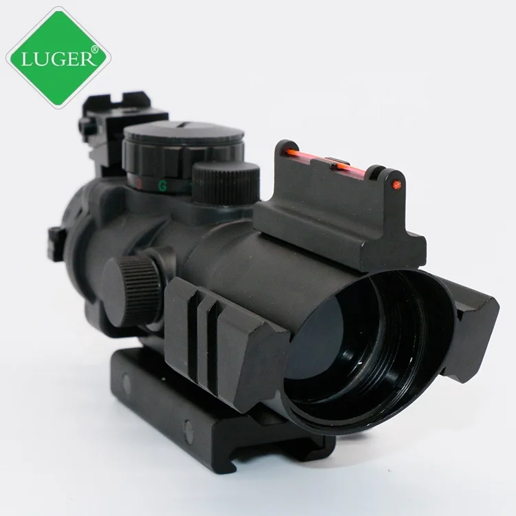 
LUGER hunting scope Compact tactical Military Rifle Sight 4x32 fiber Optic Rifle with Mount and Red Green Dot 
