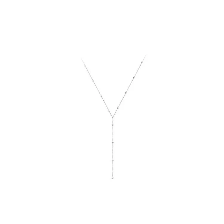 Rainbowking 925 Sterling Silver Beads Tassel Necklace New Simple Collarbone Chain Fashion Personality Wedding Engagement