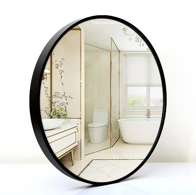 

Home Decor Aluminium alloy frame Round Hanging Black bathroom mirror
