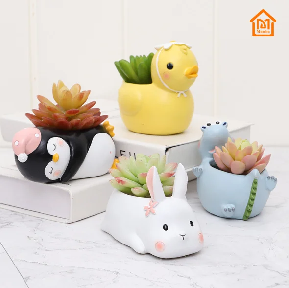 

Home decoration desktop resin cute animal shaped flower pot, Picture color