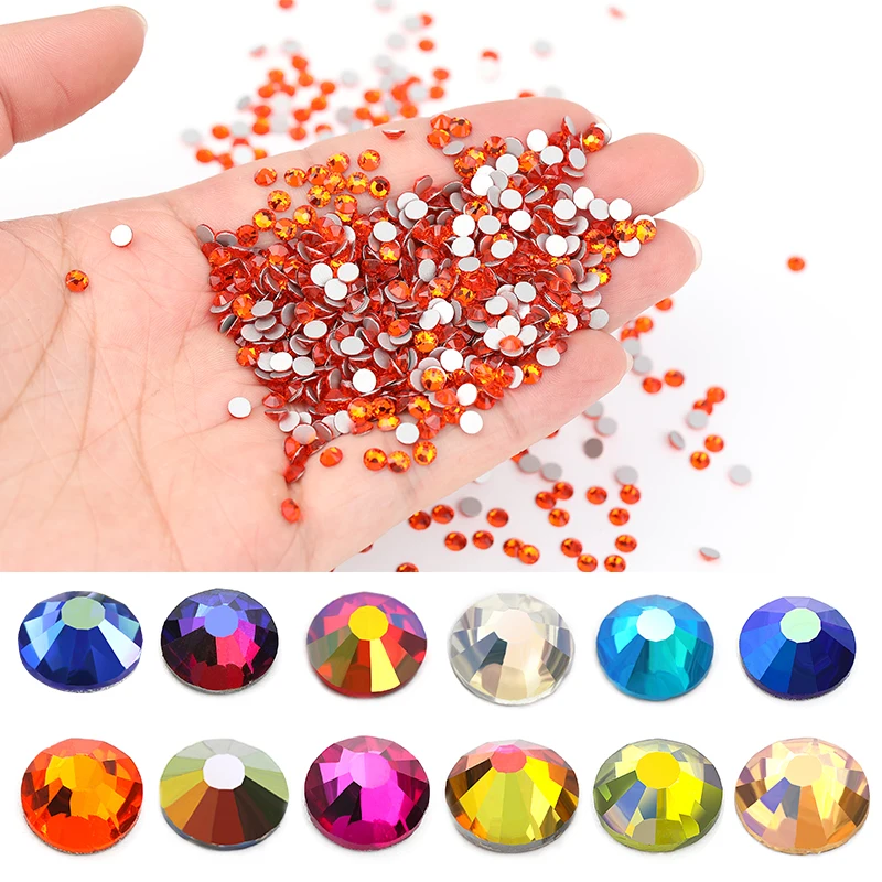 

Bling Bulk Crystal Glass Round Nails Art Flatback Crystal Ab Non Hotfix Rhinestones For Jewelry Decoration, Colors