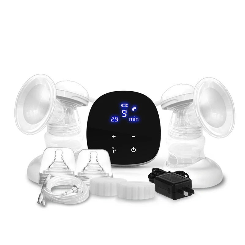 

Hot Sale LED Display double electric breast pump Concise Design Food Grade Portable Smart Breast Milk Pump Enlargement, Black