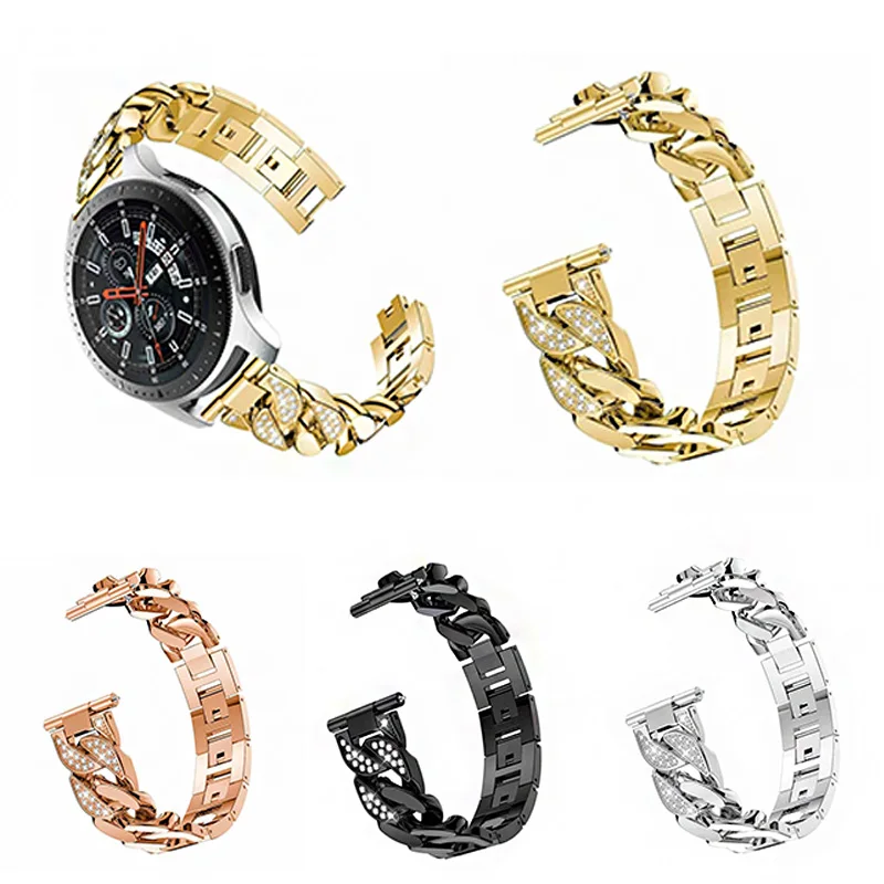 

NBBelden Metal Diamond Delt 20MM Wristband For Huawei Watch 2 Cowboy Chain 22MM Strap For Xiaomi color watch, 4 colors