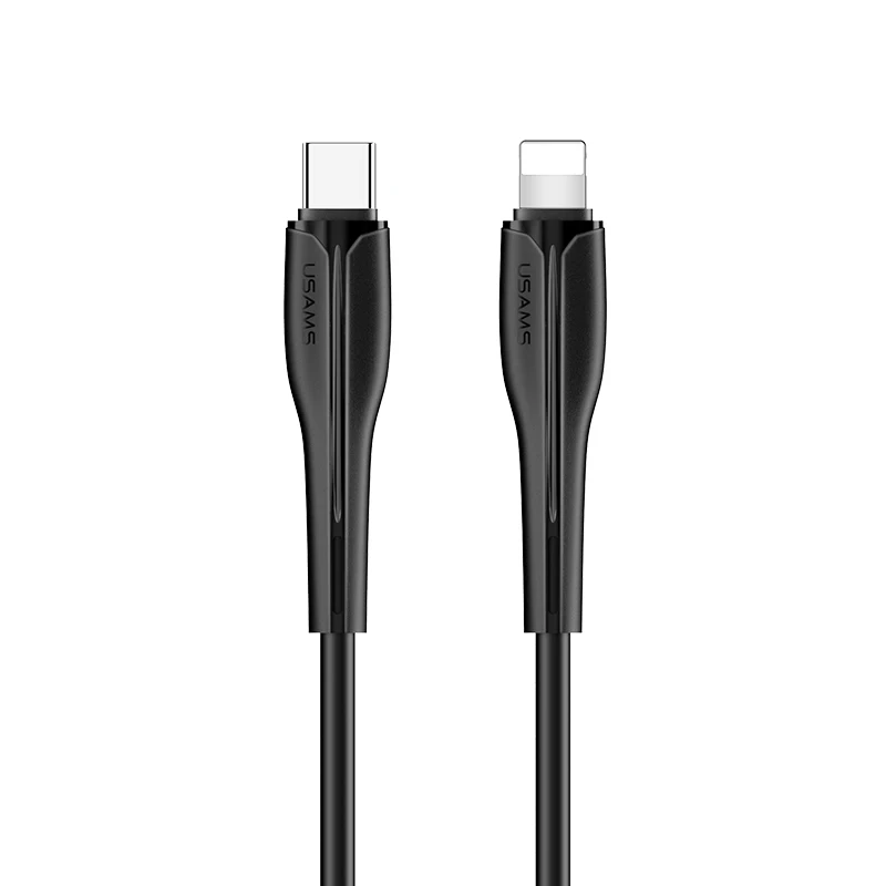 

USAMS U38 SJ405 30W Type C to Lighting PD Fast Charger data Cable for iPhone, Black white red