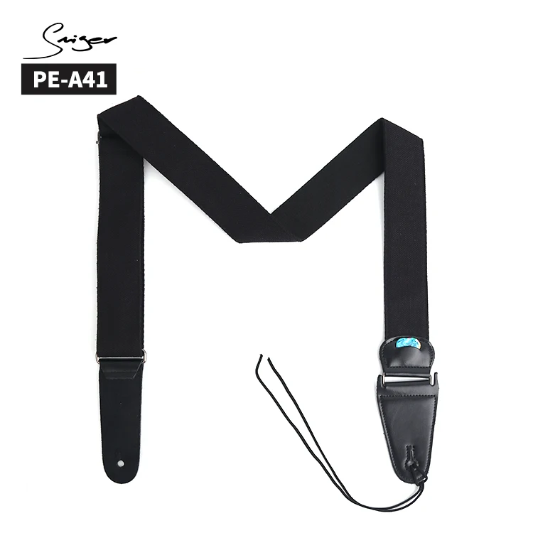 

durable ajustable warehouse price custom brand leather head seatbelt guitar strap stripe