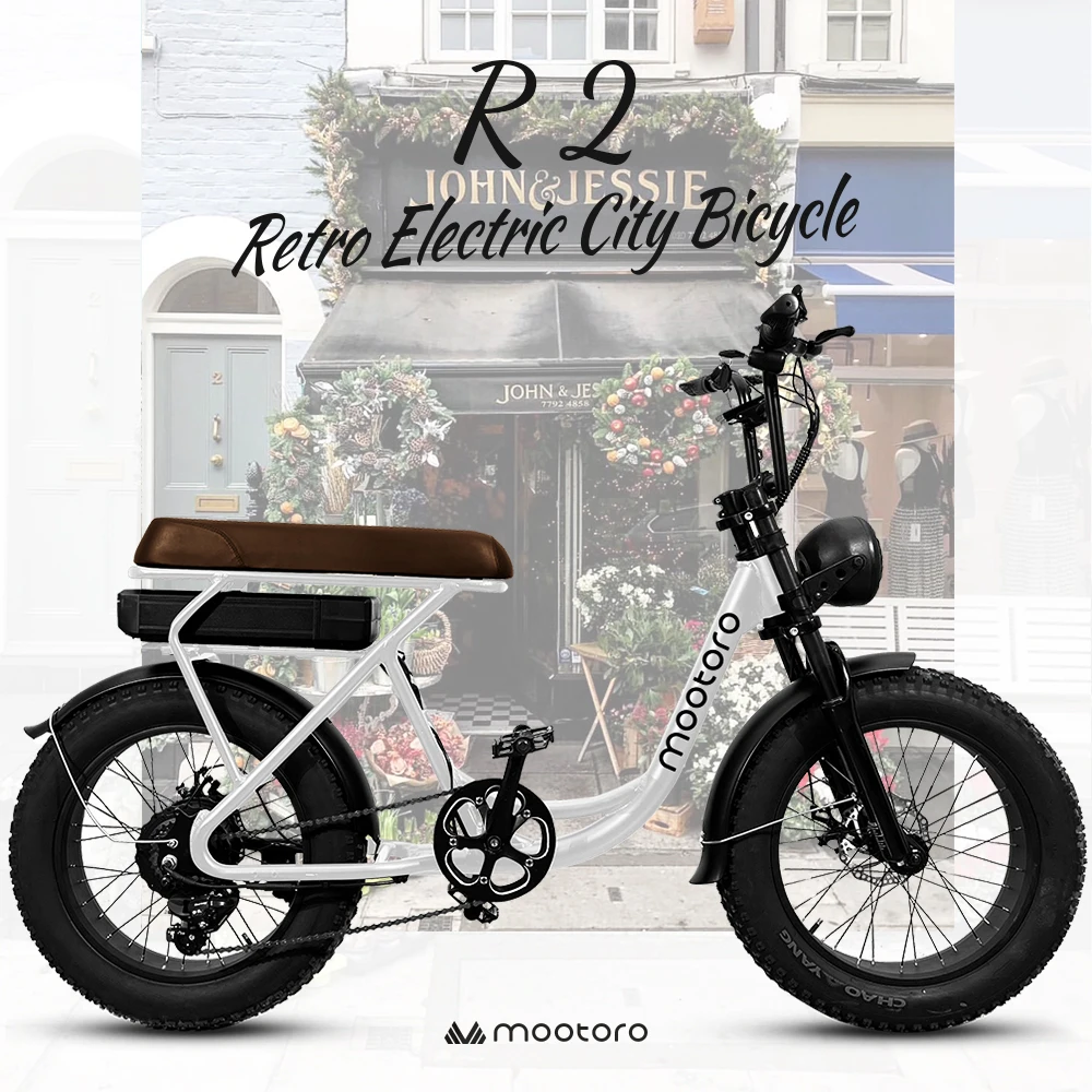 

Mootoro 500w 750w 1000W Brushless Motor Mini Electric City Bike MTB Retro Fat Tire Electric bicycle ebike, Black / white