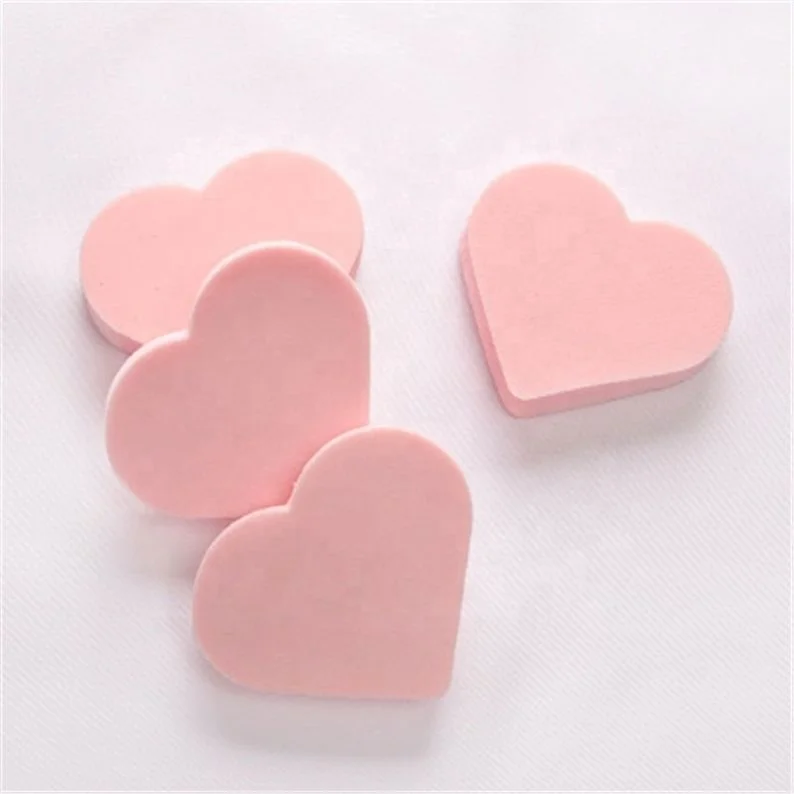 

New Arrivals Washable Foundation Cosmetic Puff Heart Shape Powder Makeup Sponge in Stock, Pink