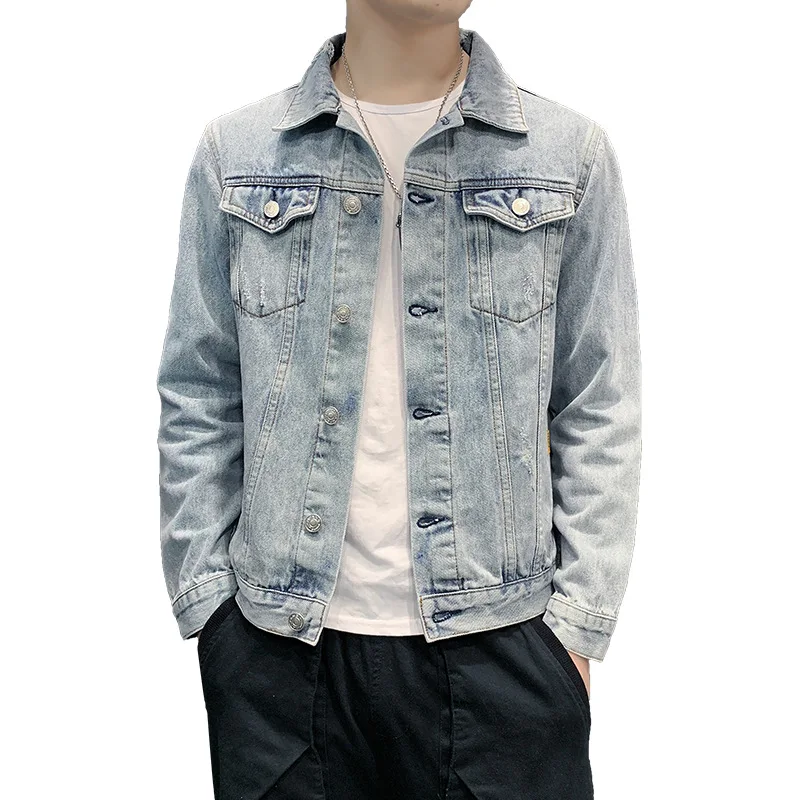 

Denim Jacket Men's Plus Size Slim Retro Men Fashion Casual Black Jacket Jeans Men