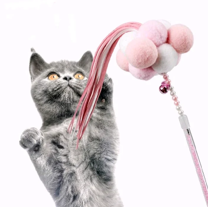

Wholesale With a Bell Pet Tail Shape Interactive Feather Cat Teaser Stick Cat Toy, Shown as picture