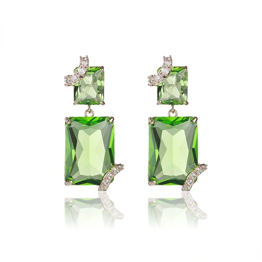 

YSearring-979 Xuping jewelry Elegant luxury crystal cube high sense design 18K gold ladies' evening earrings