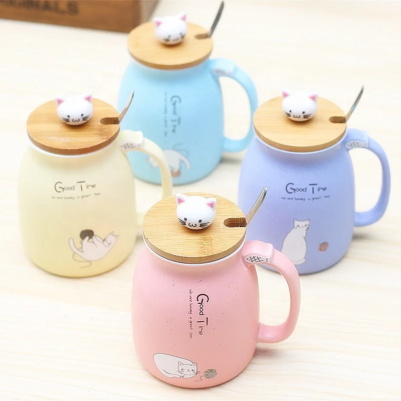 

YIDING 3D Cute Ceramic Cat Coffee Mugs, Porcelain Coffee cat Mug with Lid Spoon wholesale, As is or customized