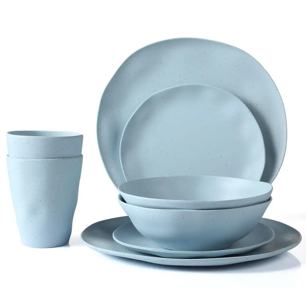 

Lekoch new material 8pcs set ecofriendly baby tableware bamboo fiber for kids