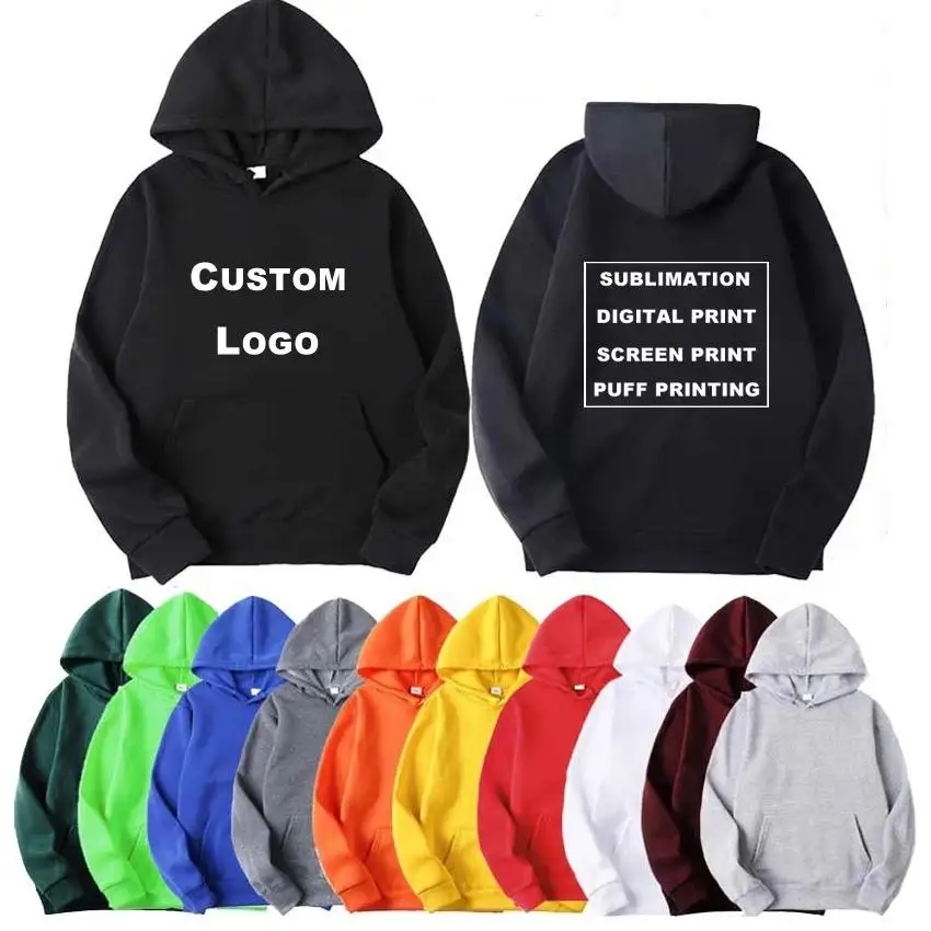 

100% polyester Pullover Logo Printing Unisex hoodie blanks sublimation plain hoodies men for custom logo