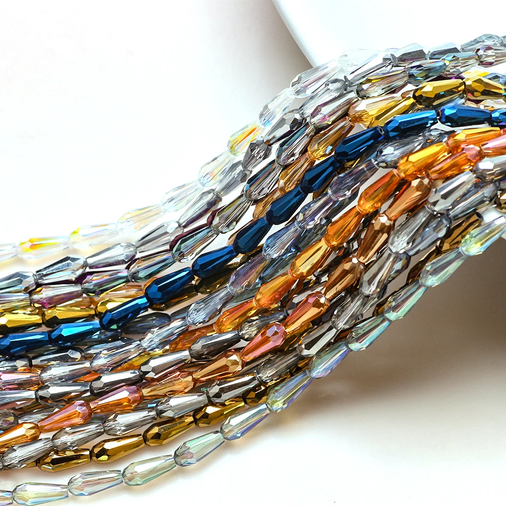 

Waterdrop Shape Glass Beads For Jewelry Making 4X10mm Crystal Beads For Women Necklace DIY Decoration Accessories 5strands/batch