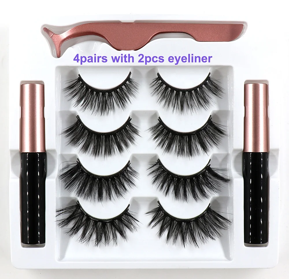 

HeyMe custom silk lashes magnetic wholesale lash box 3d faux mink eyelashes vendor magnetic false eyelashes with eyeliner, Natural black