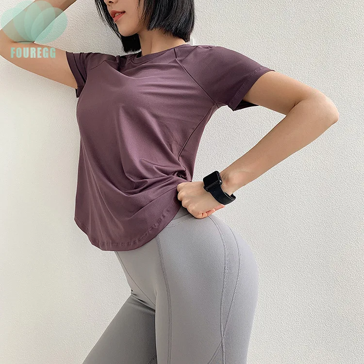 

Women Fitness Sports blouse loose running fitness summer breathable quick dry T-shirt summer thin yoga wear