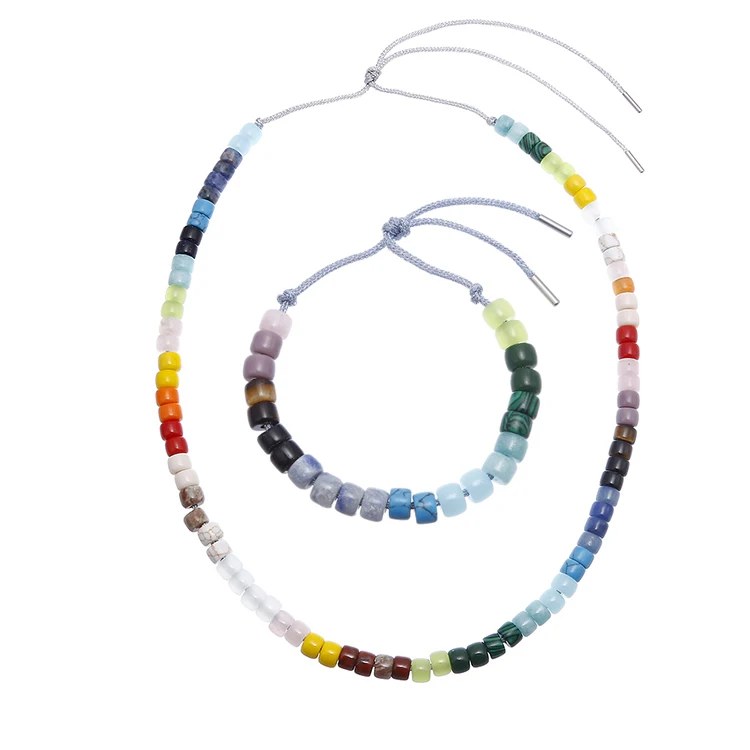 

Promotional Fashion  Beads Bracelets 2021 Natural Stones Jewelry Sets Necklace Bracelet, Colorful