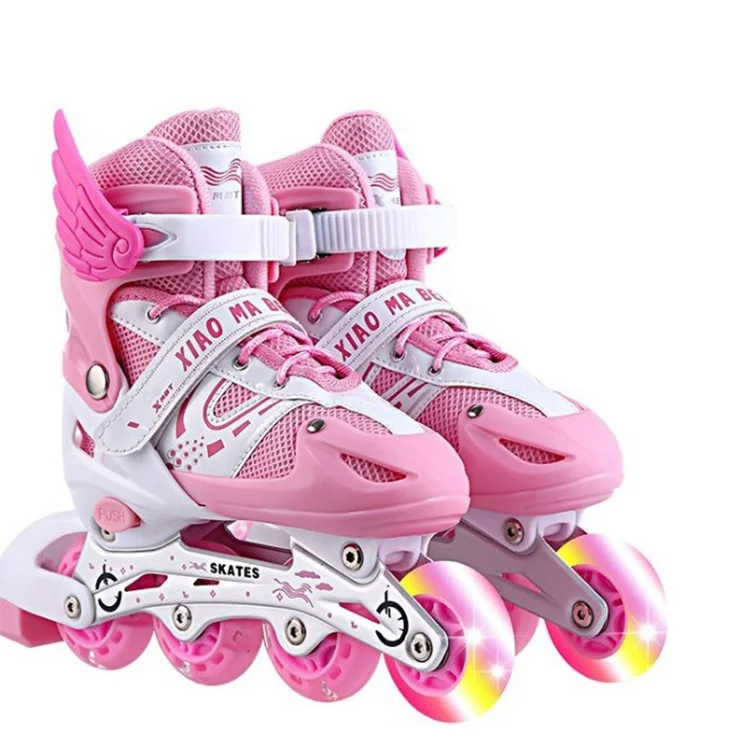 

OEM ODM OBM Amazon Hot selling PU wheels patines 4 ruedas pink inline roller skating shoes with wheels and lights, Blue