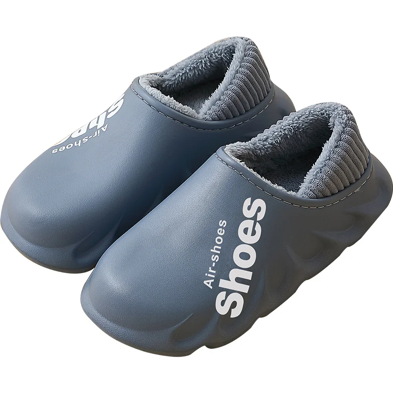 

Waterproof Winter Slippers Indoor Plush Ladies Men Soft Soled Slides Cotton Wool Warm Non-Skid Slides Shoes Home Sandals, Solid color