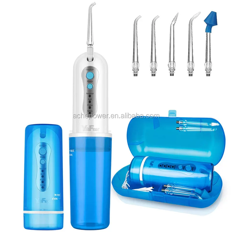 Cordless Aquapik Oral irrigator Water Flosser with Collapsible Design for Travel 4 Modes Include Sinus Rinse
