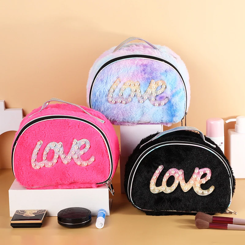 

Fashion Shell Shape Toiletries Makeup Storage Bag Travel Portable Colorful Plush Cosmetic Bag