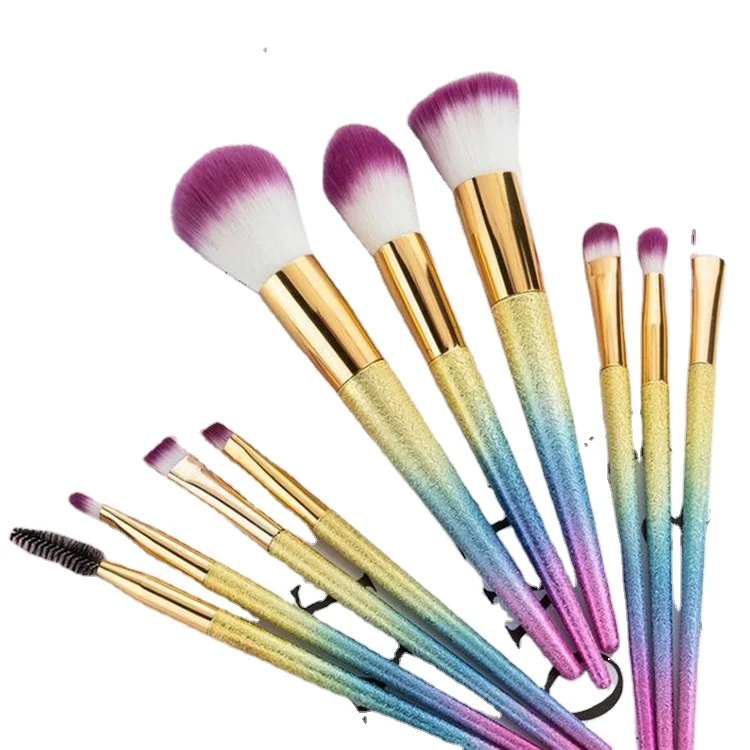 

trending products 2018 new arrivals oem glitter cosmetics makeup brushes set, Sliver