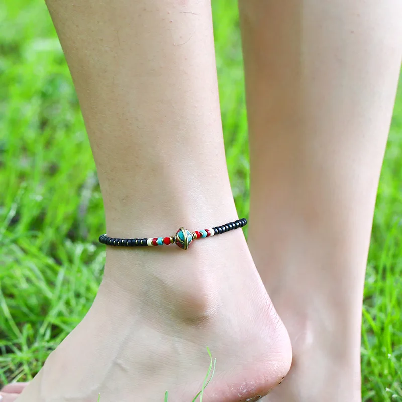 

Yiwu Wholesale High Quality Anklets Women Nepalese Bead Bell Girl's Ankle Chain For Woman