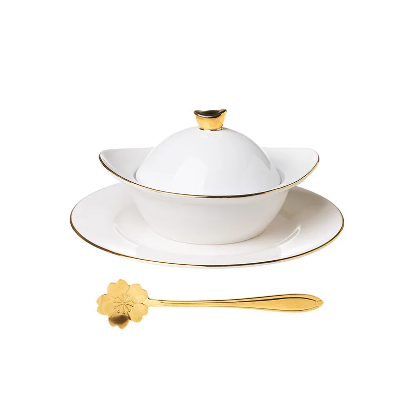 

Ceramic home dessert bowl baking hotel cutlery bird's nest bowl restaurant creative bisque cup steamed egg bowl, White