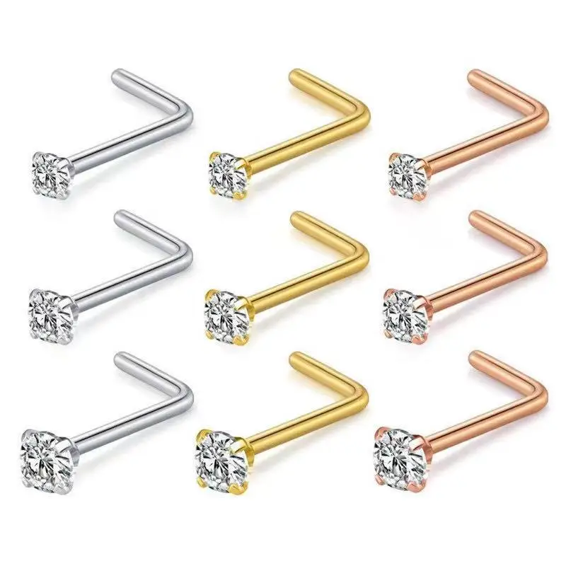 

Medical stainless steel zircon nose ring invisible nose nail puncture accessories
