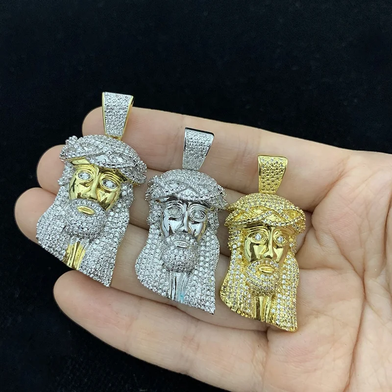 

Hip Hop Jewelry Iced Out Bling Bling Lab Diamond Solid Back Mini Size Jesus Piece