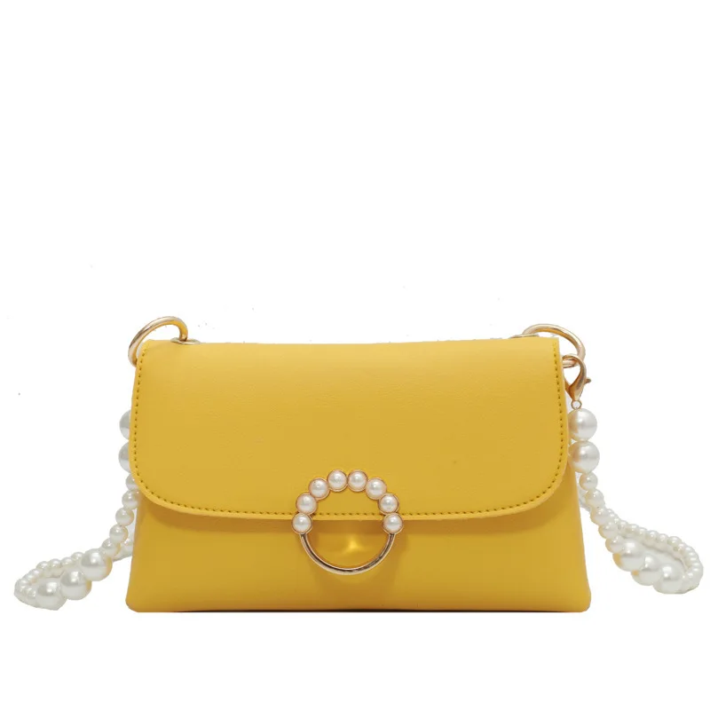 

Spring 2021 new online celebrity fashion ladies stitching pearl chain decorated retro underarm portable handbag