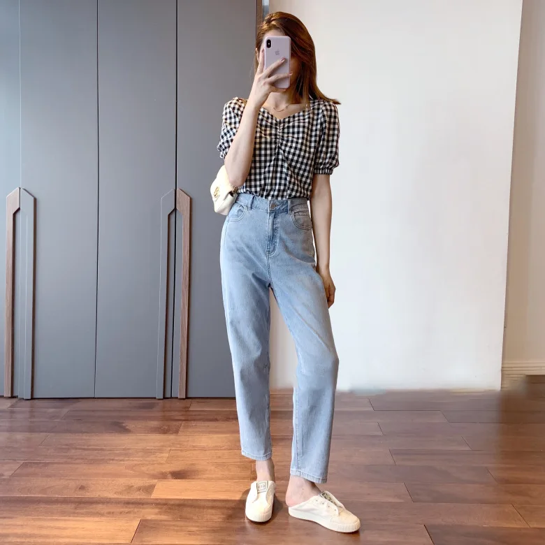 

2021 Wholesale Women Jeans vaqueros de verano para mujer classic high waist loosen jeans for ladies