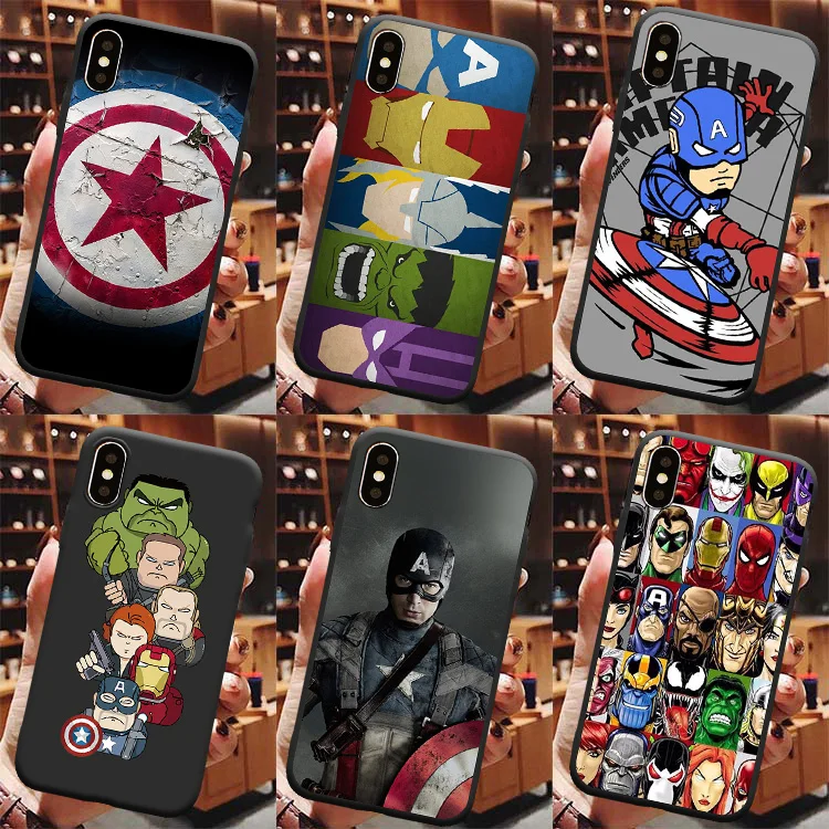 

For iPhone 12 pro case 12 11 X 7 8 hero Captain Super Hero America Heroes Superhero Case, Black