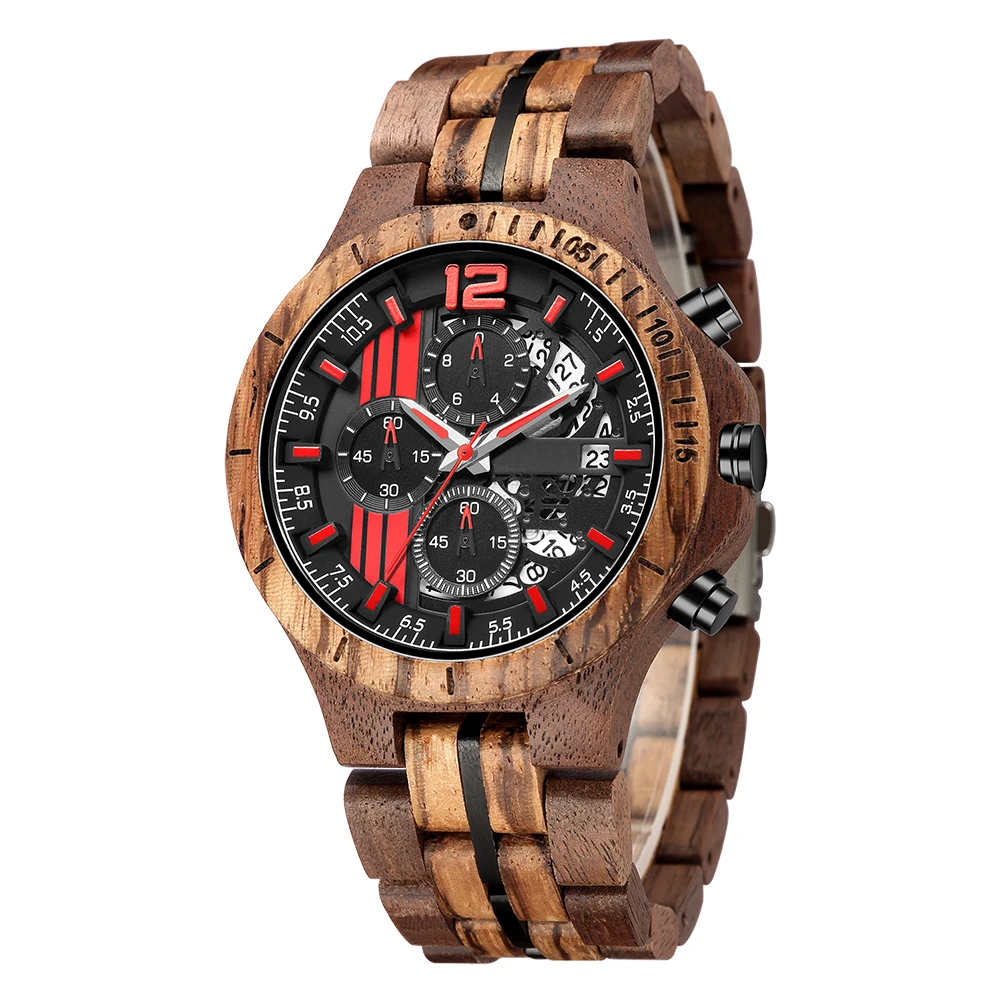 

Men watch Multifunctional movement wood watch alloy watches for men