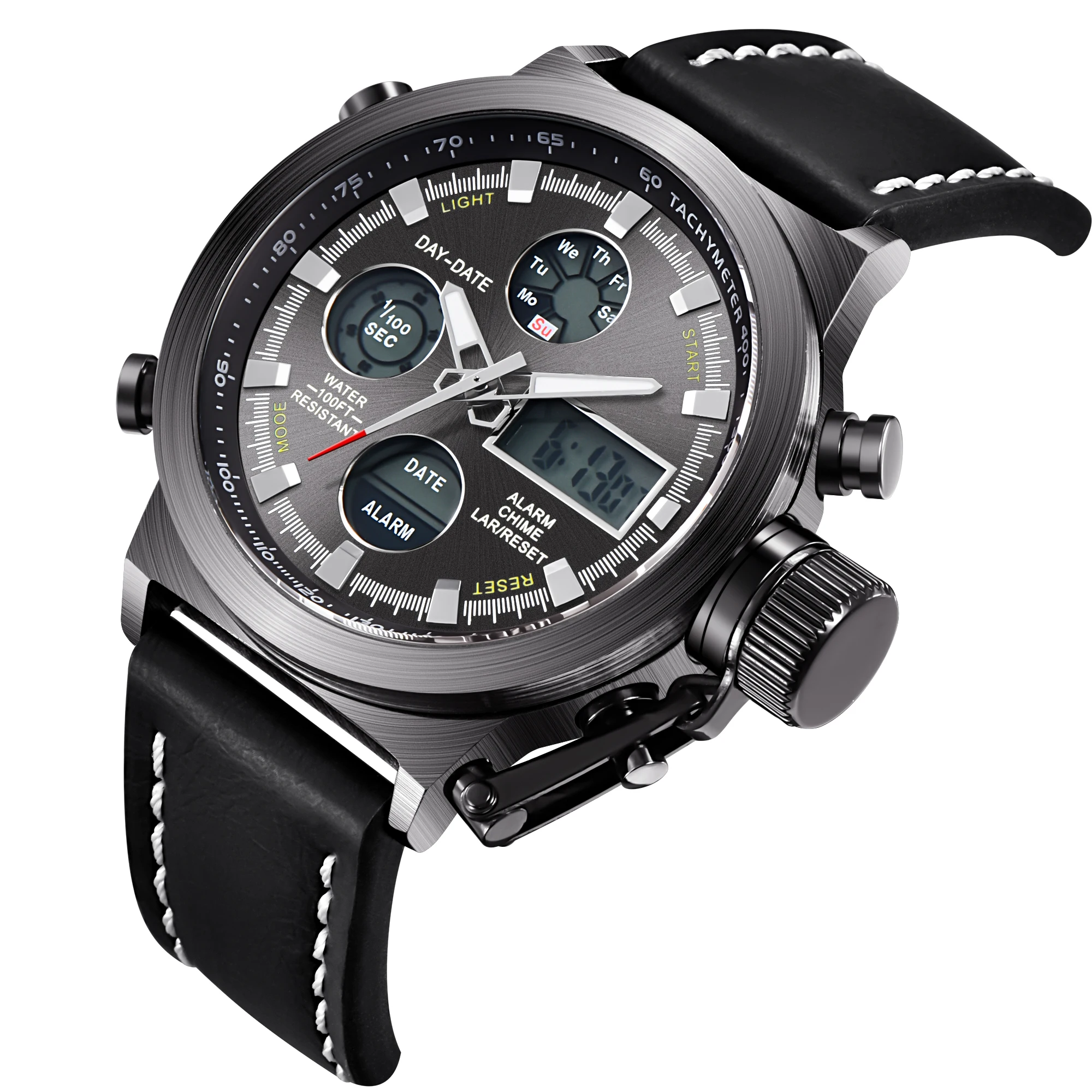

Customized letter super leather quartz low price digital water proof watch for men