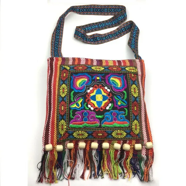 

Wholesale lady vintage fringe tassel sling crossbody purse boho messenger hippie bag women's bohemian shoulder bag, Customized