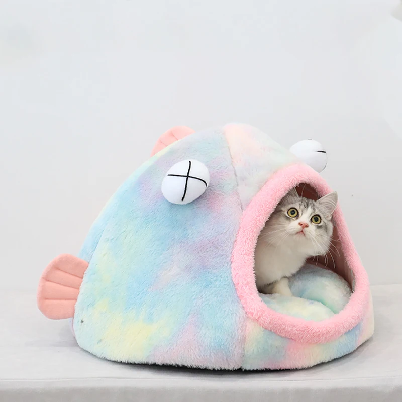 

New Style High Quality Movable Winter Warm Cat House Small Pet Bed, Gray/pink/colorful