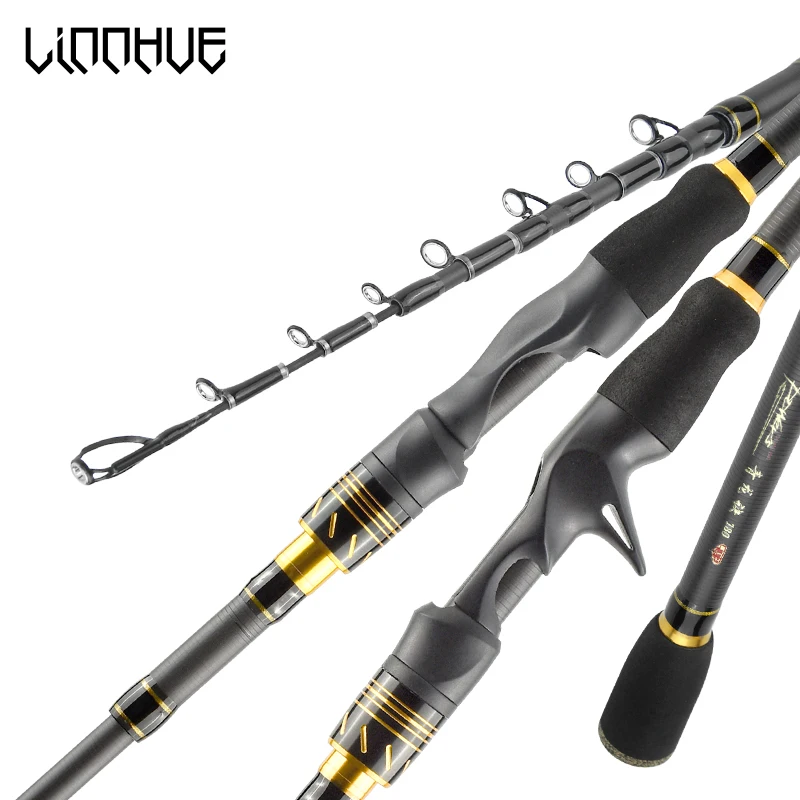 

LINNHUE Fishing rod 1.8m 2.1m Carbon Spinning rod Travel Fishing Super Light 140g 8GR 7 Section Baitcasting Rod