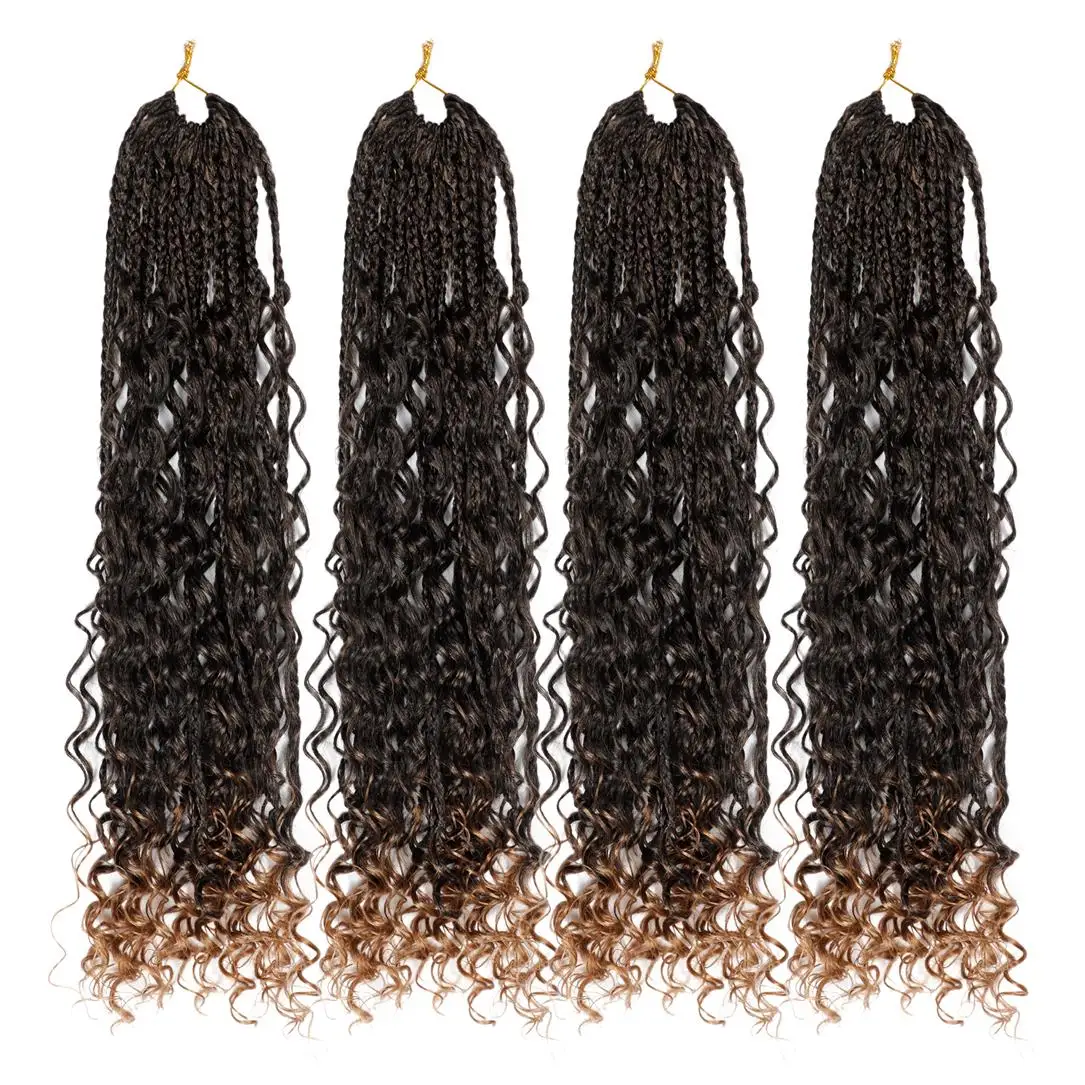 

Crochet Box Braids Curly Ends Synthetic Ombre Crochet Braiding Hair Extensions New Goddess Box Braids Crochet Hair, 1b,1b-27,1b-30,1b-blue,1b-bug,27-613