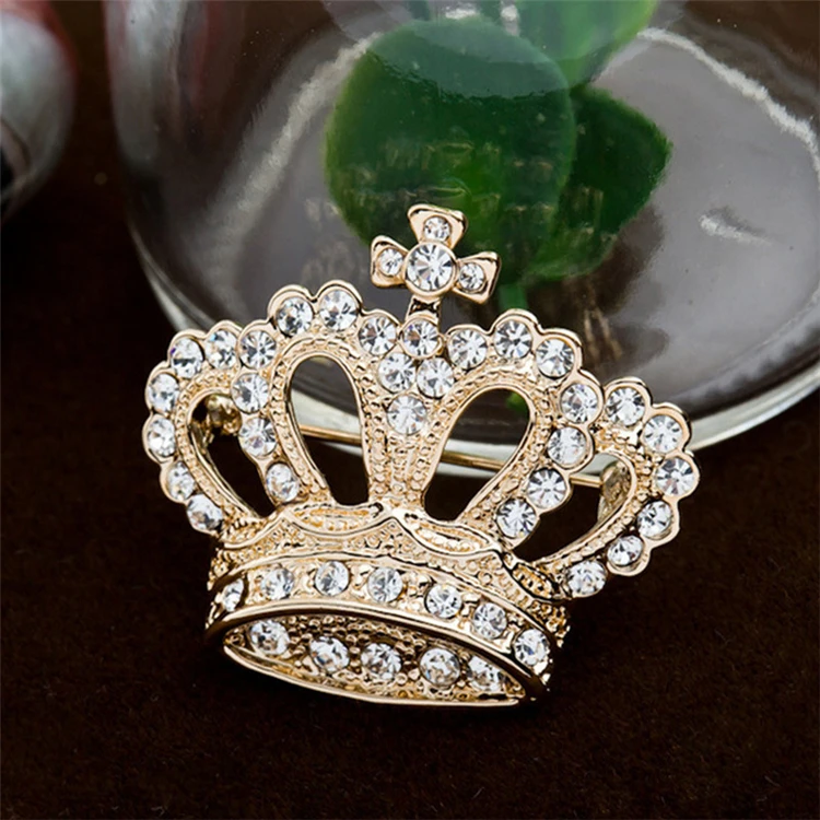 

Fashion alloy rhinestone crown brooch designer pin for accessories, Custom color