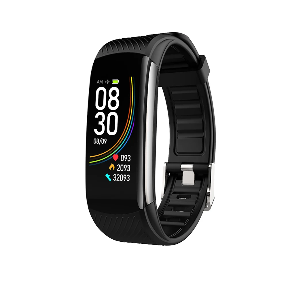 

SWL C6T Smart Bracelet Body Temperature Bracelet Heart Rate Blood Pressure Blood Oxygen Smart Bracelet, Black white