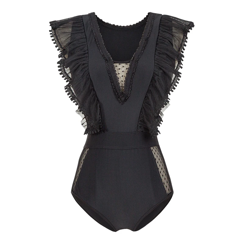 

wholesale 2021 new hot sale black rib swimwear