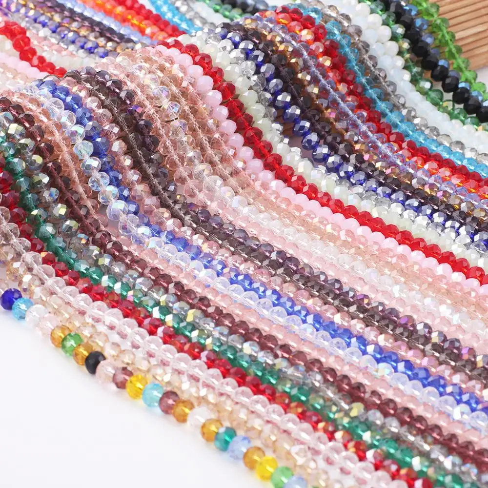 

Free Shipping 2/3/4/6/ Crystal Beads Faceted Glass Rondelle Loose Beads for DIY Earring Bracelet Necklace Jewelry Making