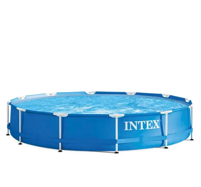 

Intex 28210 12' X 30" Metal Frame Pool Family Round Steel Above Ground Swimming Metal Frame Pool for gardens, Blue