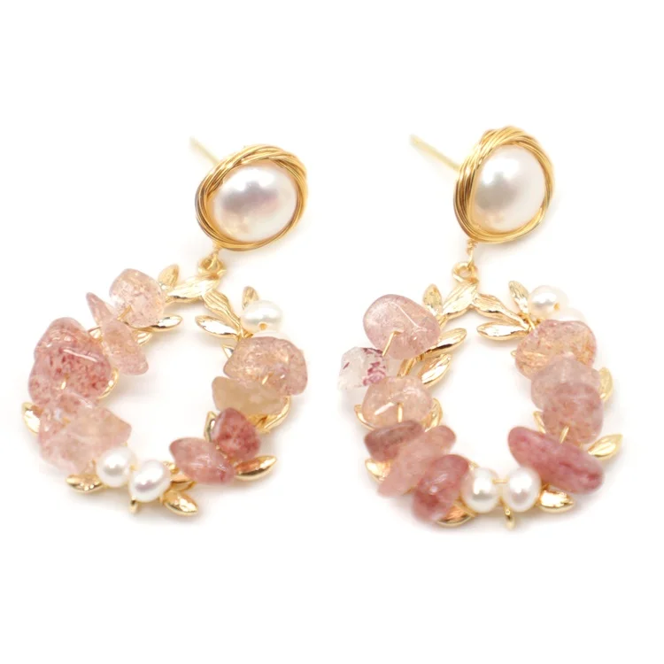 

New design hoop earring with pearl Red glazed shell beads earrings jewellery