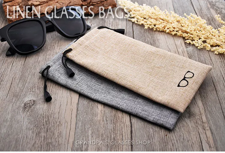 Custom Sunglasses Pouches Linen Microfiber Drawstring Bags Fashion