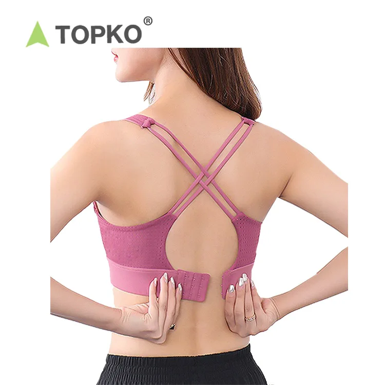 

TOPKO High Quality EU/US Size Stretch Impact Gym Workout Fitness Women Sports Bra, Solid